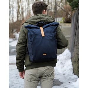 Pre Loved Others Canvas Backpack with Adjustable Shoulder Straps Leather Accent